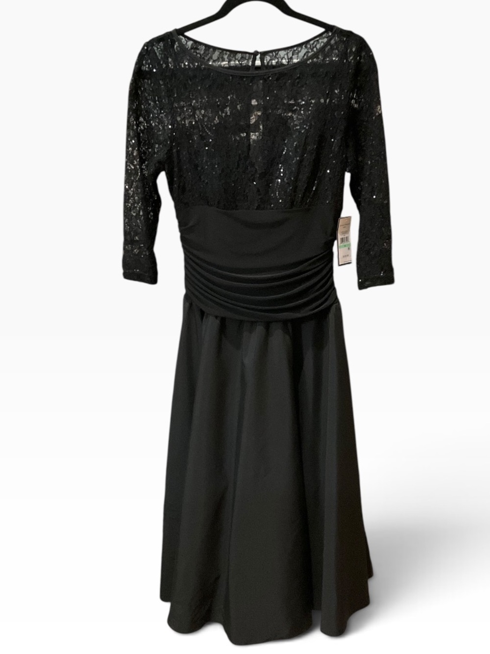 Jessica Howard Women’s Elegant Black Sequin Dress Padded Ruched Waist Size 8 NW